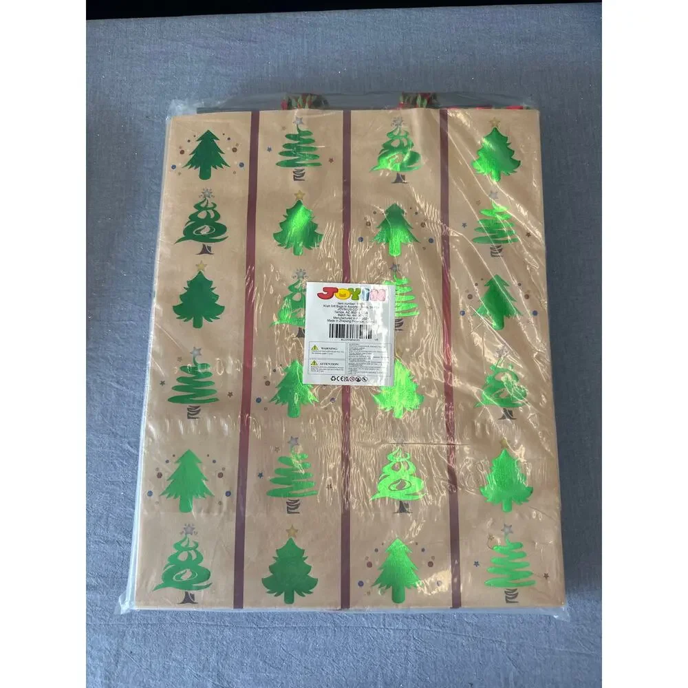 24 Christmas Foil Craft Gift Bags Assorted Sizes with Twine Handles-24 Different